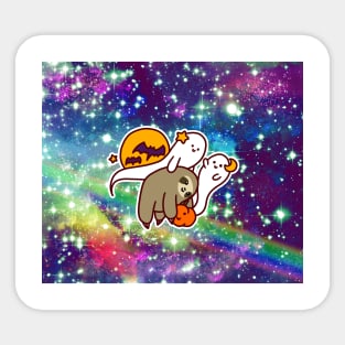 Spooky Halloween Sloth Rainbow Space Sticker